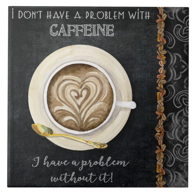 Coffee Caffeine Cappuccino Heart Art Coffee Shop Tile (Front)