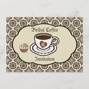 Coffee & Cake, damask Bridal Shower Invitation