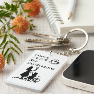 Coffee Calm Motherhood Silhouette Art Key Ring
