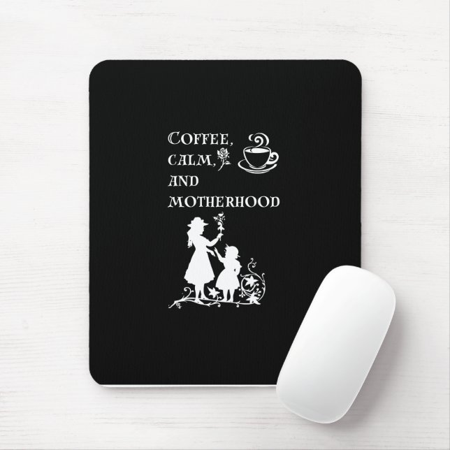 Coffee Calm Motherhood Silhouette Art Mouse Mat (With Mouse)