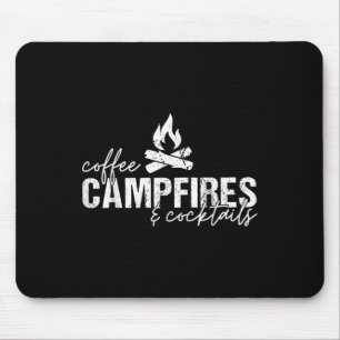 Coffee Campfires And Tails Graphic Funny Camping Mouse Mat