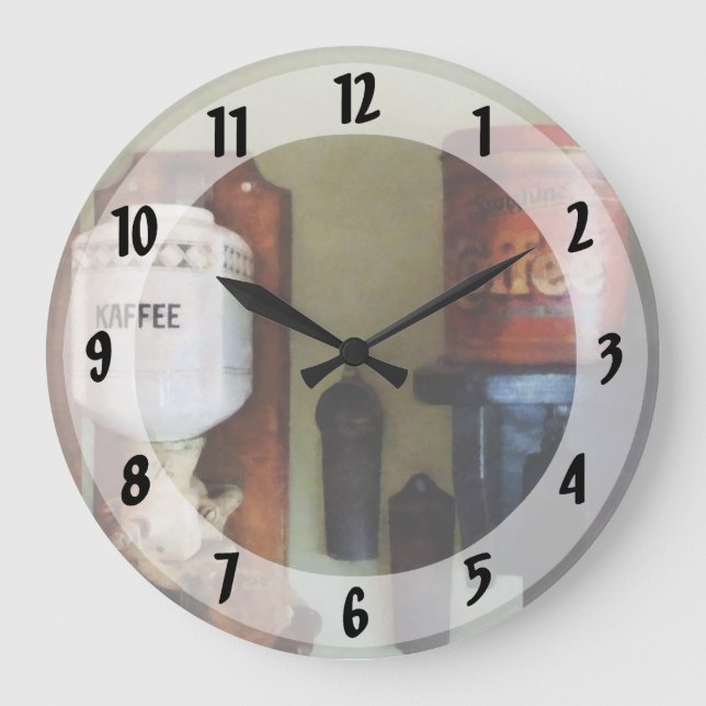 Coffee Can and Coffee Grinder Large Clock (Front)