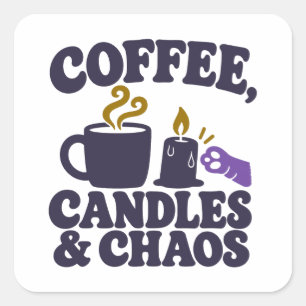 Coffee Candles and Chaos Witchy Cat Paw Square Sticker