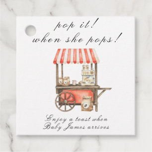 Coffee Cart Baby Shower - Pop it! When she pops! Favour Tags