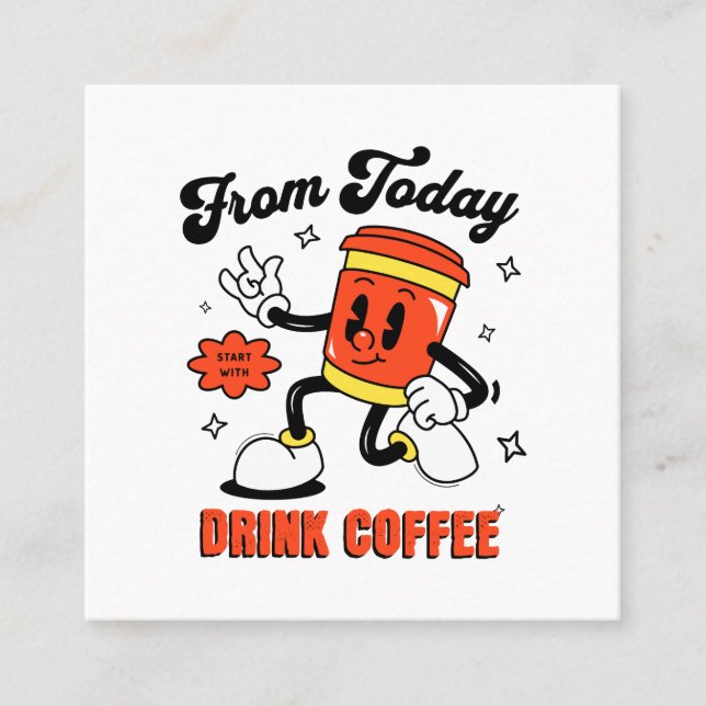 Coffee Cartoon Retro -3 Square Business Card (Front)