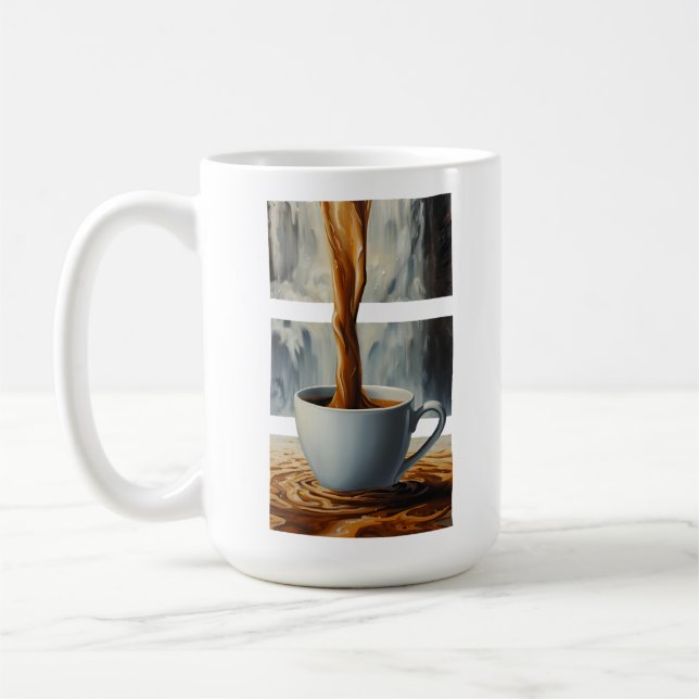 Coffee Cascade Art with Surreal Waterfall Flow Coffee Mug (Left)