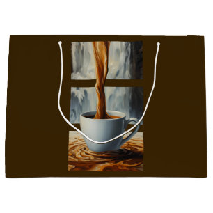 Coffee Cascade Art with Surreal Waterfall Flow Large Gift Bag