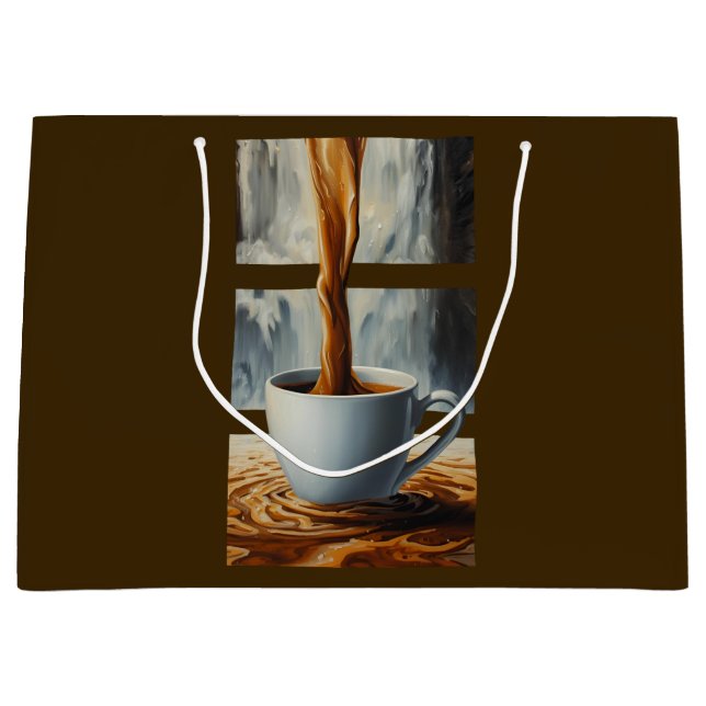 Coffee Cascade Art with Surreal Waterfall Flow Large Gift Bag (Front)