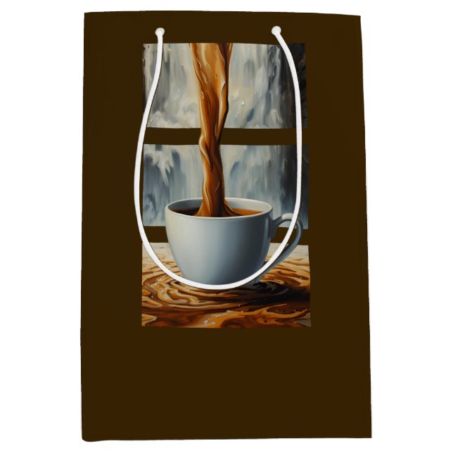 Coffee Cascade Art with Surreal Waterfall Flow Medium Gift Bag (Front)