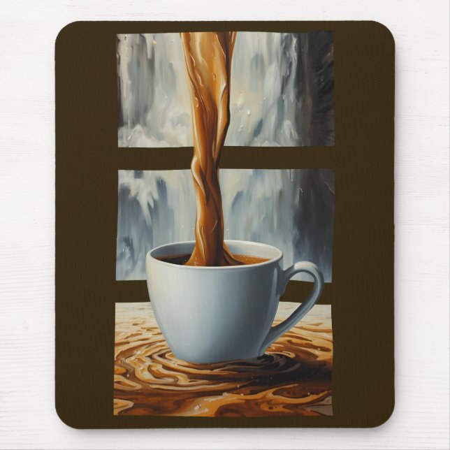 Coffee Cascade Art with Surreal Waterfall Flow Mouse Mat (Front)