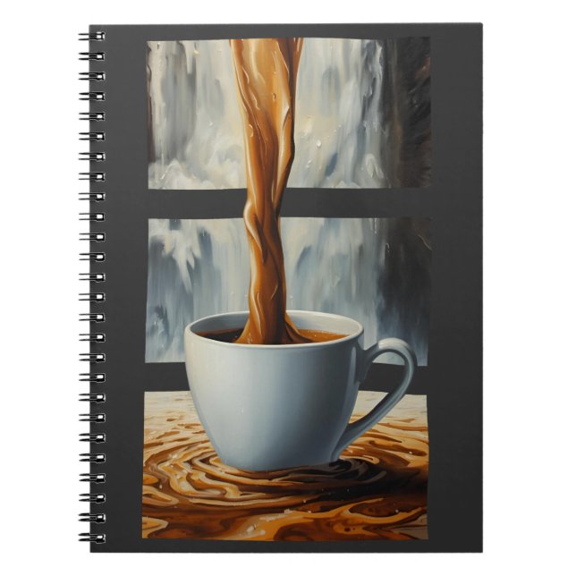 Coffee Cascade Art with Surreal Waterfall Flow Notebook (Front)