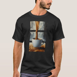 Coffee Cascade Art with Surreal Waterfall Flow T-Shirt