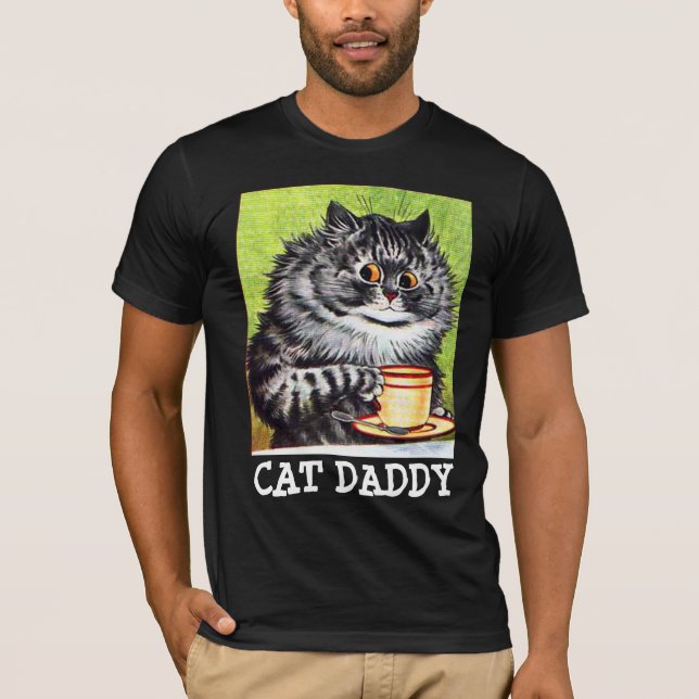 COFFEE CAT ART MENS CAT DADDY T-SHIRTS (Front)