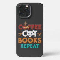 Coffee Cat Books Repeat, Coffee reading Cat Lover