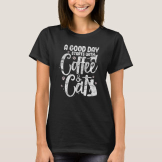 Coffee & Cat Cats Owner Kitten Caffeine Drinking D T-Shirt