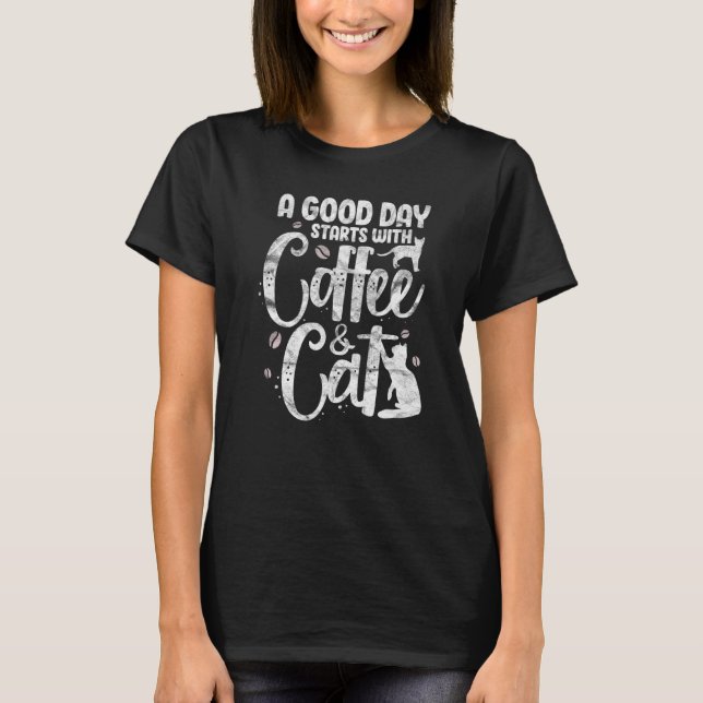 Coffee & Cat Cats Owner Kitten Caffeine Drinking D T-Shirt (Front)
