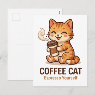 Coffee Cat Espresso Yourself Cute Kitten Holiday Postcard