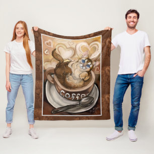 Coffee Cat Fleece Blanket