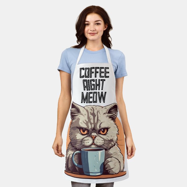 COFFEE CAT FUNNY KITCHEN APRON (Worn)