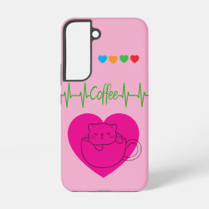 Coffee Cat in Cup Samsung Case – Pink