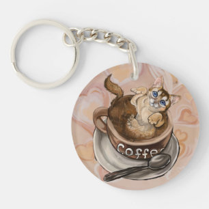 Coffee Cat Key Ring