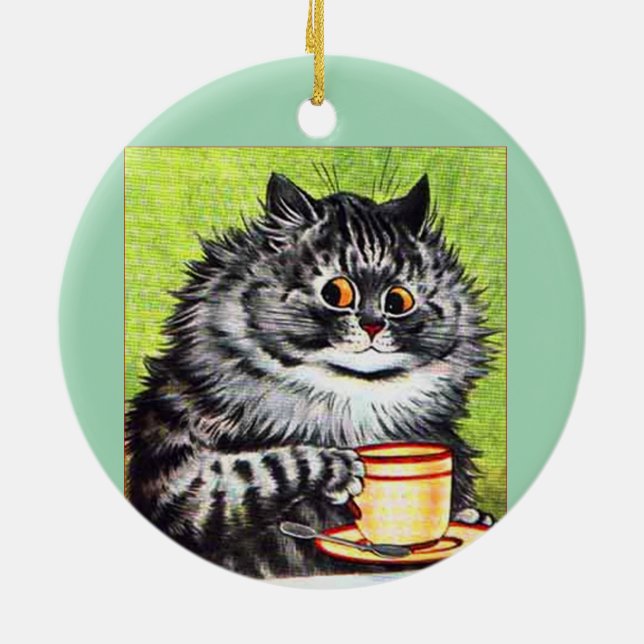 COFFEE CAT LOUIS WAIN ART ORNAMENT (Back)