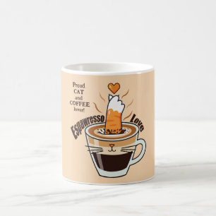 Coffee Cat Lover Rustic Neutral Tones Funny Coffee Mug