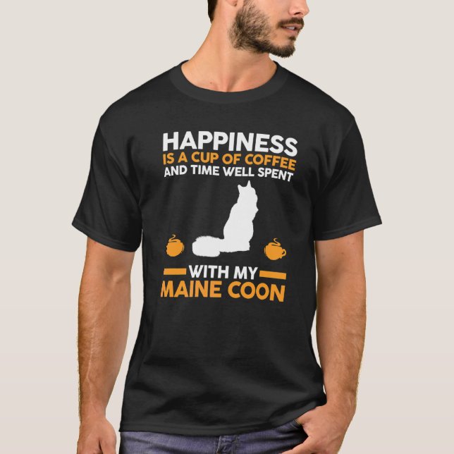 Coffee Cat Maine Coon T-Shirt (Front)