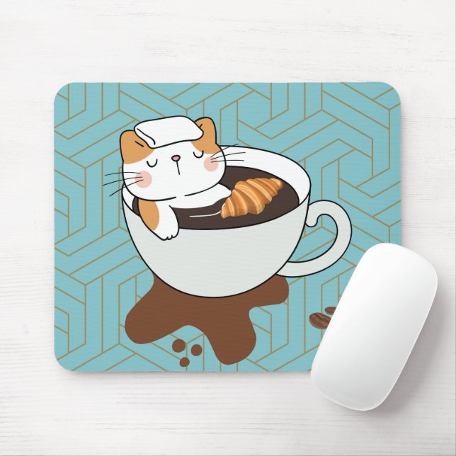 	 Coffee Cat Mouse Mat (With Mouse)
