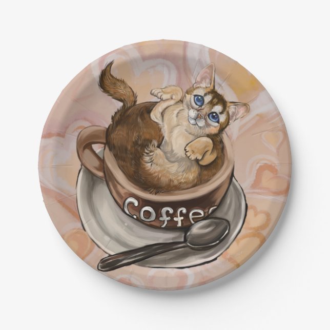 Coffee Cat Paper Plate (Front)