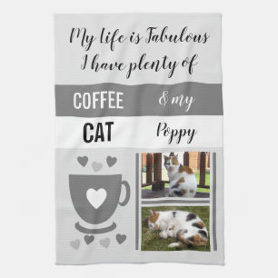 Coffee cat pet life is fabulous photos grey white tea towel