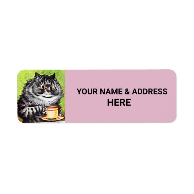 COFFEE CAT PINK Return Address Labels (Front)