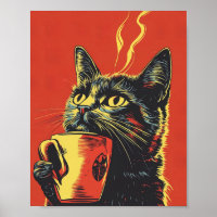  Coffee Cat Pop Art Print
