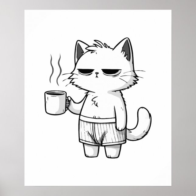 Coffee Cat Print, Value Poster Paper (Matte) (Front)