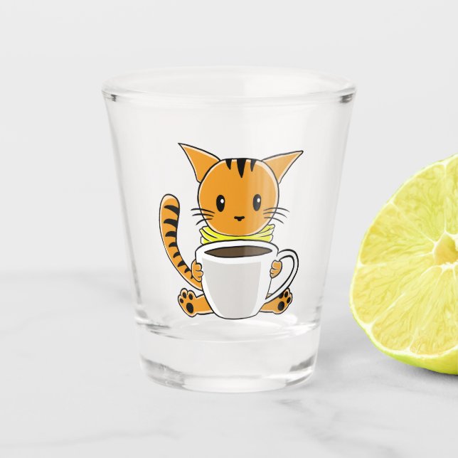 Coffee Cat Shotglass Shot Glass (Front)