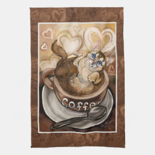 Coffee Cat Tea Towel