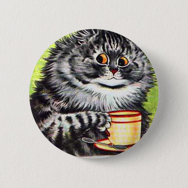 Coffee Cat (Vintage Image) 6 Cm Round Badge (Front)
