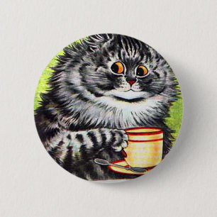 Coffee Cat (Vintage Image) 6 Cm Round Badge