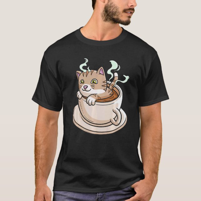 Coffee  Cat Whisperer Caffeinated Coffeeholic T-Shirt (Front)