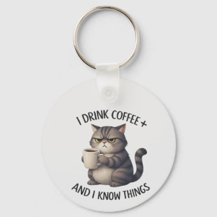 Coffee Cat Wisdom Key Ring