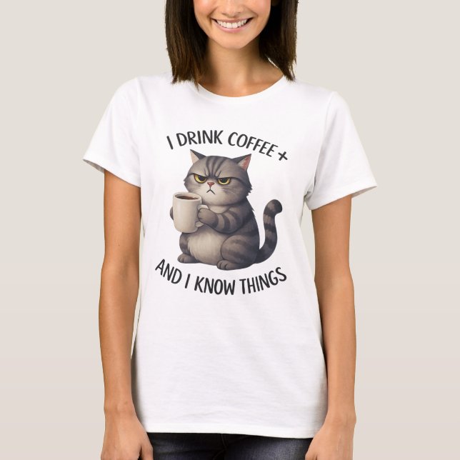 Coffee Cat Wisdom T-Shirt (Front)