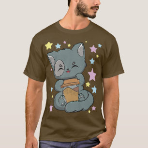 Coffee Cat With Coffee Moma And Cute Anime Neko Fo T-Shirt