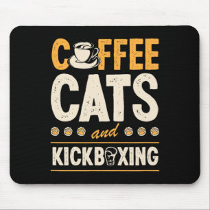 Coffee Cats And Kickboxing Cute Funny Kickboxer Ca Mouse Mat
