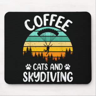Coffee Cats And Skydiving Retro Men Women Pet Love Mouse Mat