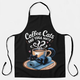Coffee Cats and Yoga Mats Funny Cat Yoga Apron