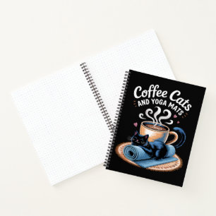 Coffee Cats and Yoga Mats Funny Cat Yoga Notebook