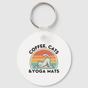 Coffee Cats And Yoga Mats Meditation Women Men Key Ring