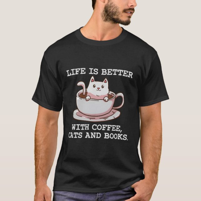Coffee Cats Book Gift T-Shirt (Front)