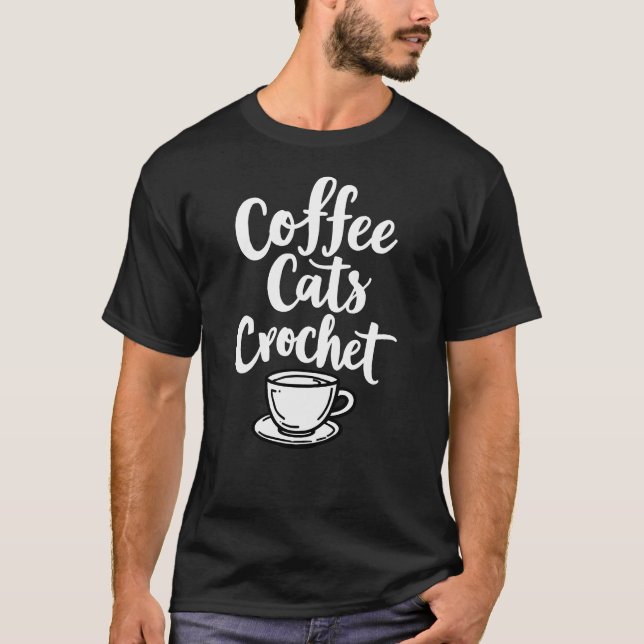 Coffee Cats Crochet T-Shirt (Front)