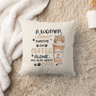Coffee & Cats – Cute Kawaii Art Cushion